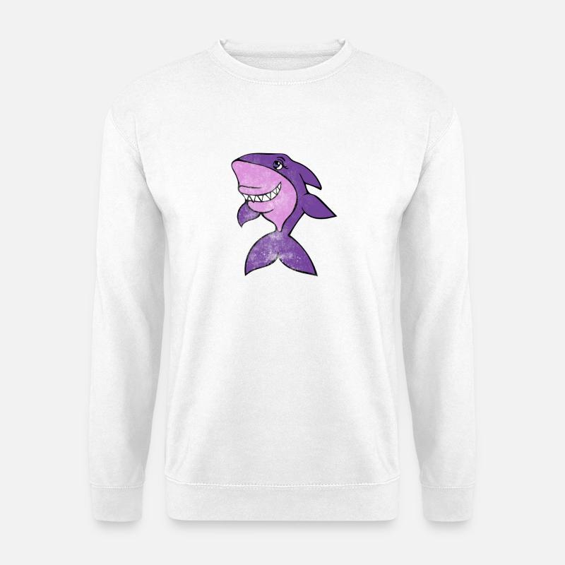 Lebhaftes lila Hai-Lächeln - Unisex Pullover - Weiß