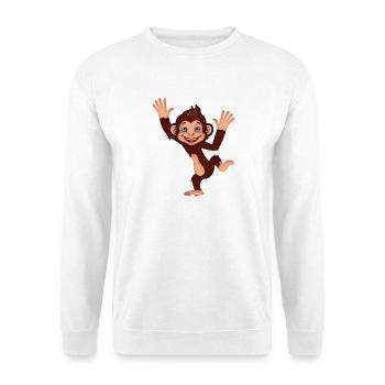 Dessin animé mignon de la jungle du singe dansant joyeux - Sweat-shirt Unisexe - blanc - Devant