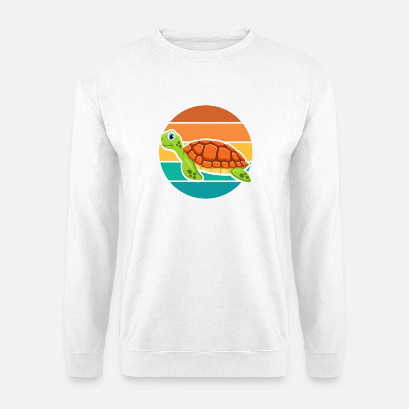 Cute Sea Turtle Retro Sunset Design - Unisex Sweatshirt - white