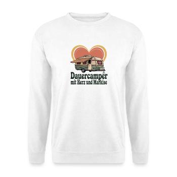  Dauercamper Mit Herz Und Markise Retro Wohnwagen - Unisex Pullover - Weiß - Vorne