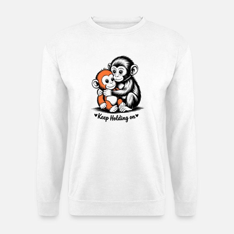 Hugging Monkey Duo - Unisex Sweatshirt - white