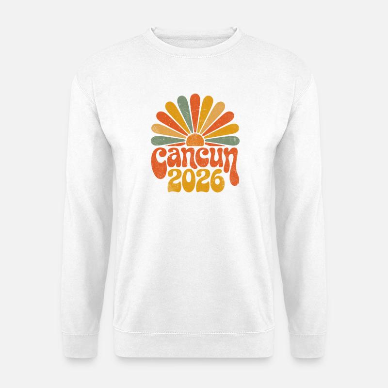 Cancún 2026 Coucher de soleil rétro - Sweat-shirt Unisexe - blanc