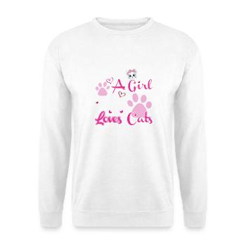 Nur ein Mädchen, das Katzen liebt - Unisex Pullover - Weiß - Vorne - Alina (178cm) & Michal (187cm)