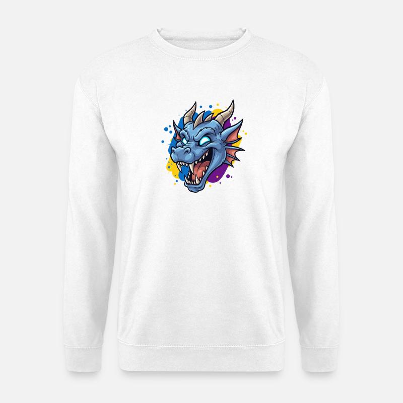 Blue Dragon Head Neon Splash - Unisex Sweatshirt - white