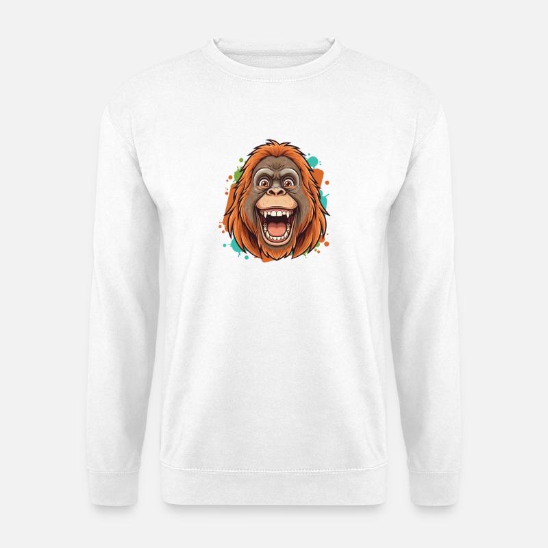 Laughing Orangutan Comic - Unisex Sweatshirt - white