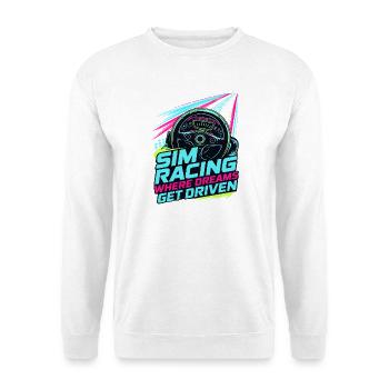 Sim Racing Wo Träume Gefahren Werden - Unisex Pullover - Weiß - Vorne