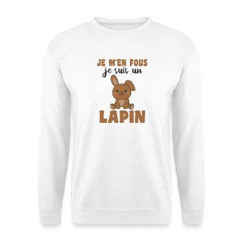 Je m'en fous je suis un lapin - süßer Hase - Unisex Pullover - Weiß - Vorne
