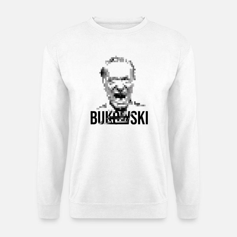 charles bukowski pixelated portrait design. - Unisex Sweatshirt - white