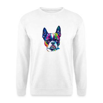 Colorful Boston Terrier Oil Paint Dog Portrait - Unisex Sweatshirt - white - Front
