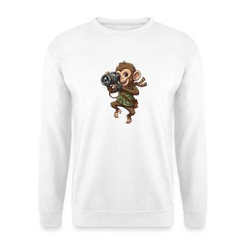 Abenteuerlicher Fotoaffe - Unisex Pullover - Weiß - Vorne