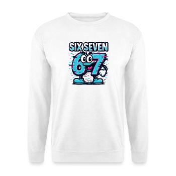 Six Seven 67 Meme Glitch Mascot Italian Brainrot - Unisex Pullover - Weiß - Vorne