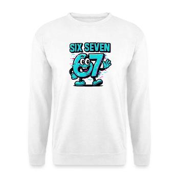 Six Seven 67 Meme Glitch Mascot Italian Brainrot - Unisex Pullover - Weiß - Vorne