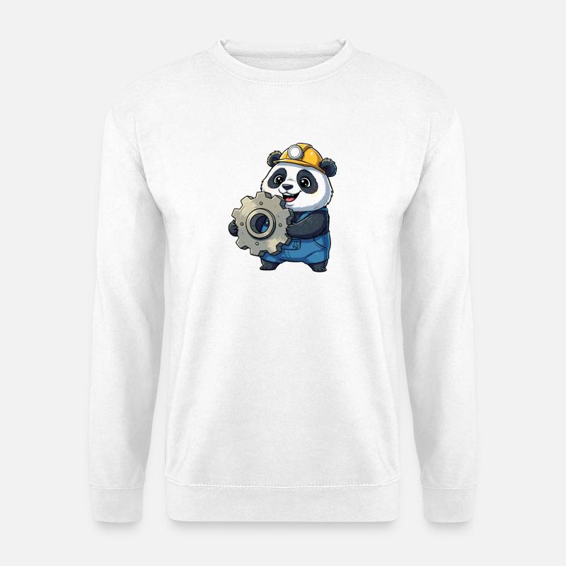 Panda Construction Worker with Gear - Unisex Sweatshirt - white