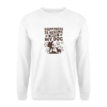 Le bonheur, c’est la randonnée avec mon chien qui se promène en disant - Sweat-shirt Unisexe - blanc - Devant