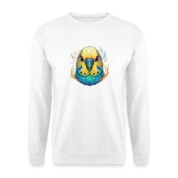 Lebendige Wellensittich Farbexplosion - Unisex Pullover - Weiß - Vorne