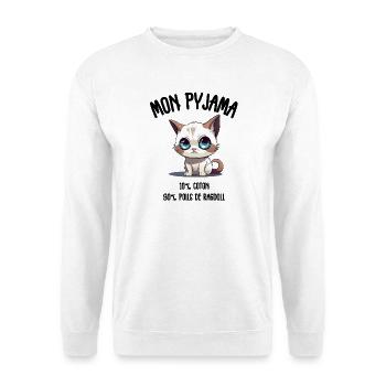 Pyjama Poils de Chat Ragdoll Humour - Sweat-shirt Unisexe - blanc - Devant