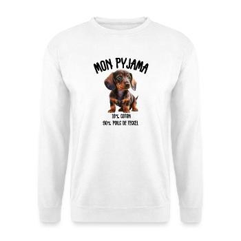 Pyjama Chien Teckel Humour - Sweat-shirt Unisexe - blanc - Devant