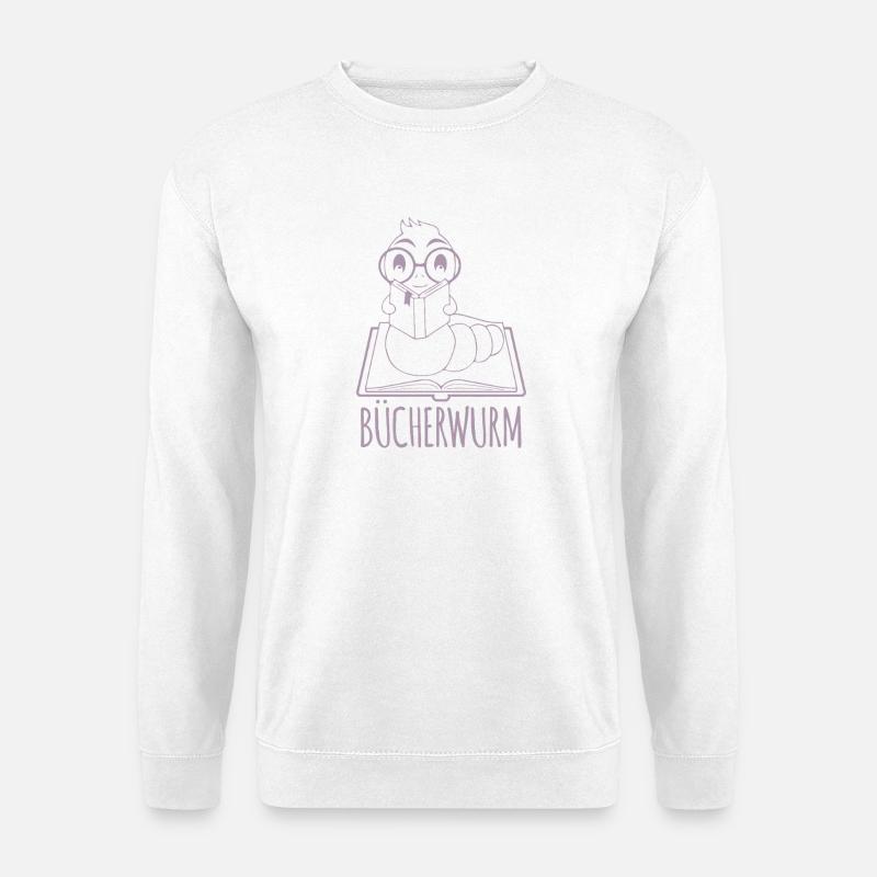 Bücherwurm Silhouette Minimalistisch Nerd - Unisex Pullover - Weiß