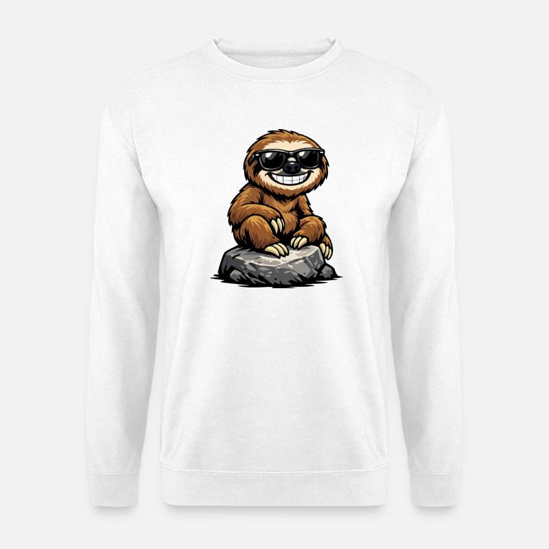 Sonnen-Sloth auf Felsen - Unisex Pullover - Weiß