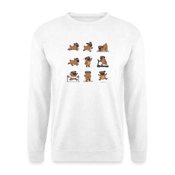 Lustiger Mops Joggen Marathon Laeufer - Unisex Pullover - Weiß - Vorne