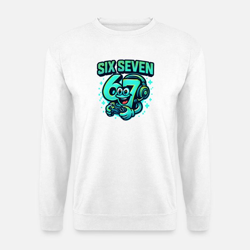 Six Seven Gamer Mascot Italian Brainrot Gaming - Unisex Pullover - Weiß