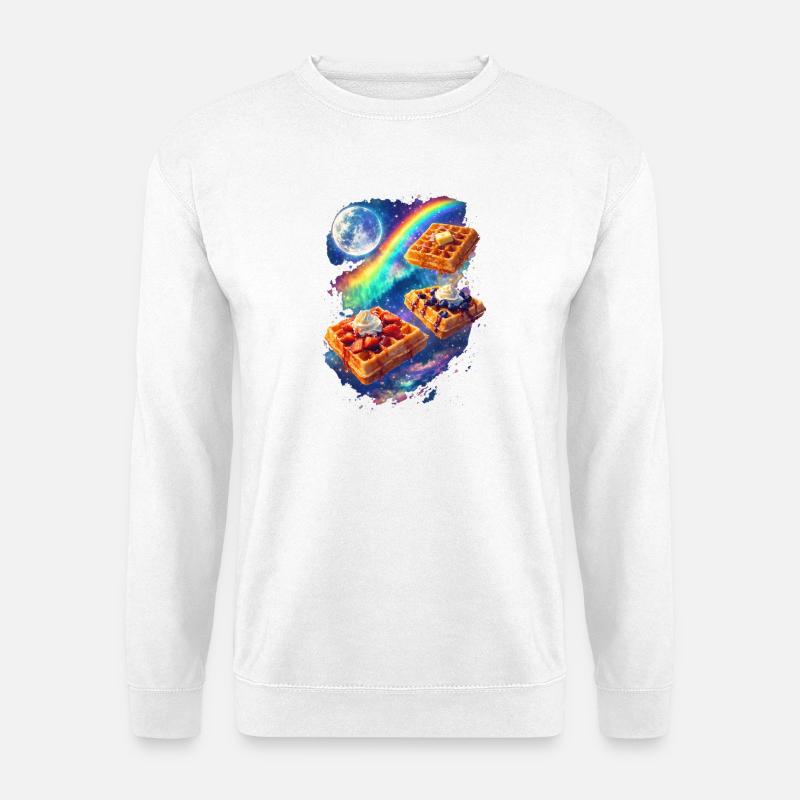 Galaktische Waffeln im Regenbogenrausch - Unisex Pullover - Weiß