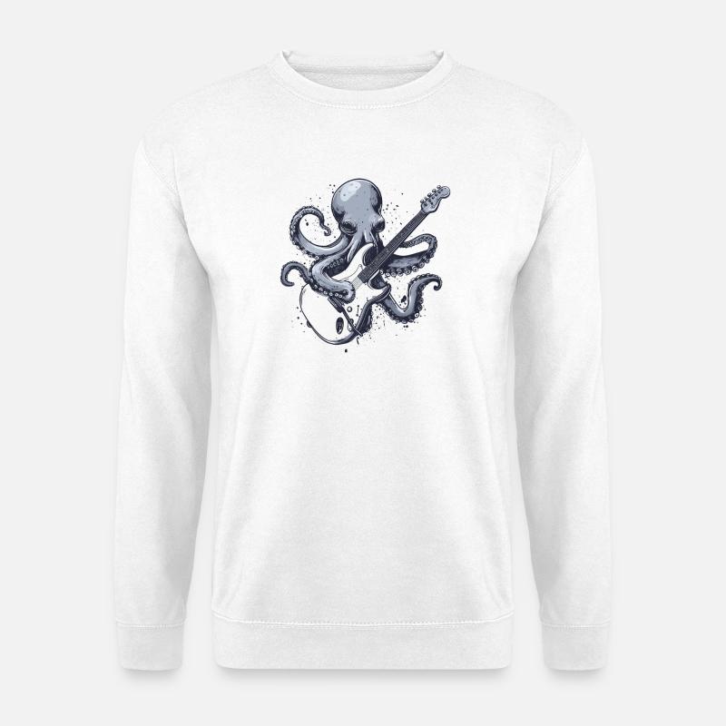 Oktopus-Gitarrist mit E-Gitarre - Unisex Pullover - Weiß