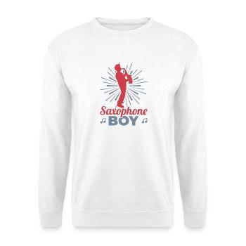 Junge der Saxophon spielt - Unisex Pullover - Weiß - Vorne