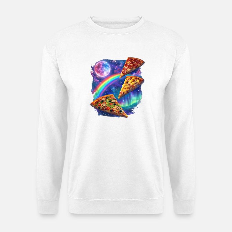 Kosmische Regenbogenpizza All - Unisex Pullover - Weiß