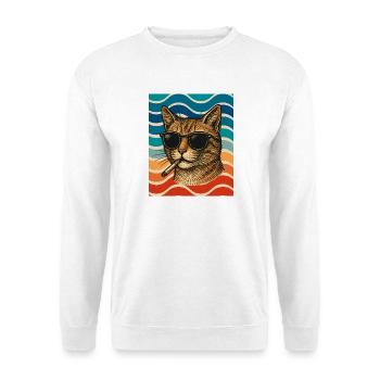 Katzen-Sommer mit Sonnenbrille - Unisex Pullover - Weiß - Vorne