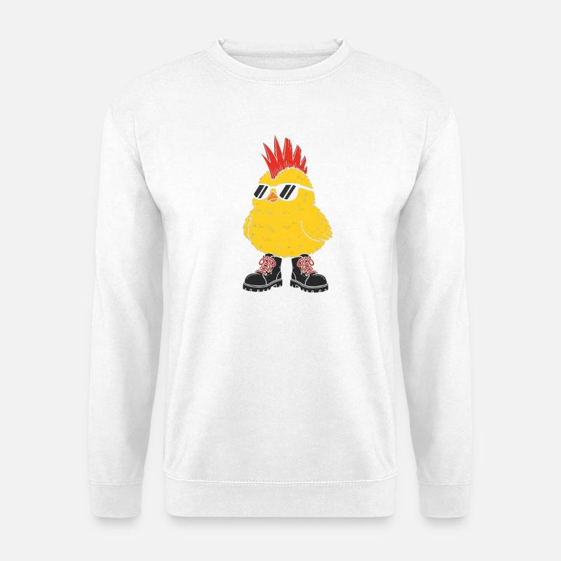 Punkküken mit Sonnenbrille - Unisex Pullover - Weiß