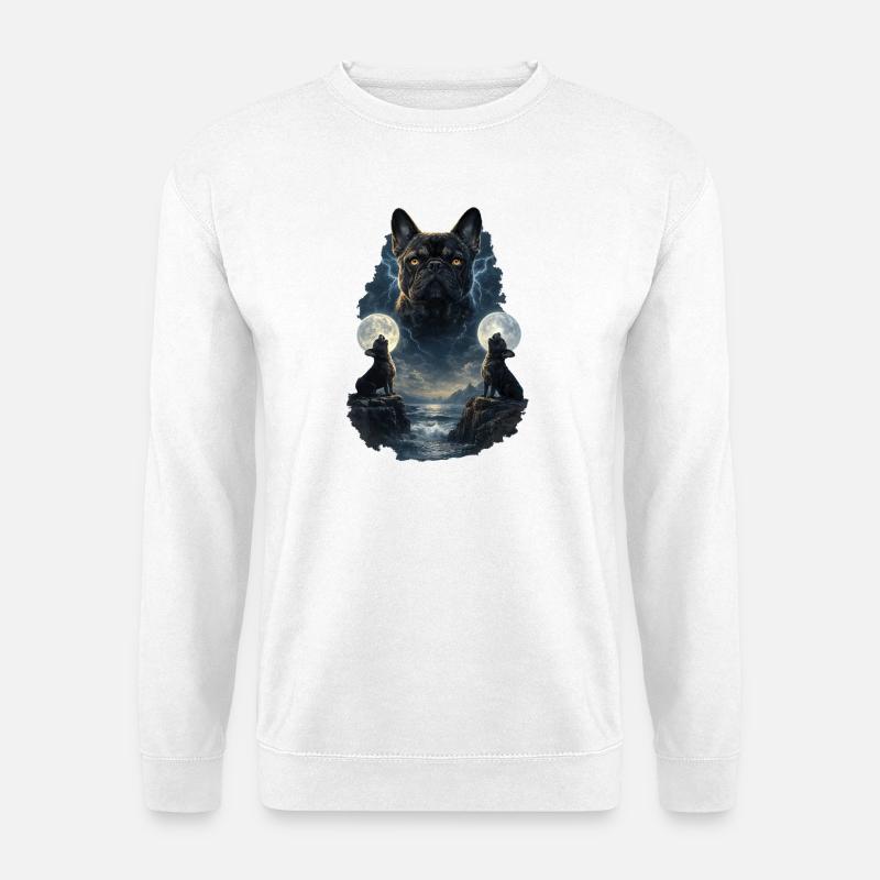 Frenchie French Bulldog Zwei Monde - Unisex Pullover - Weiß