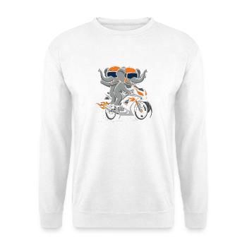 Elephant duo on motorcycle adventure - Unisex Sweatshirt - white - Front