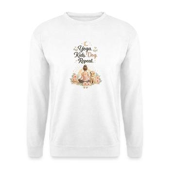Yoga Kinder Hund Repeat lustig Mama Mutter  - Unisex Pullover - Weiß - Vorne