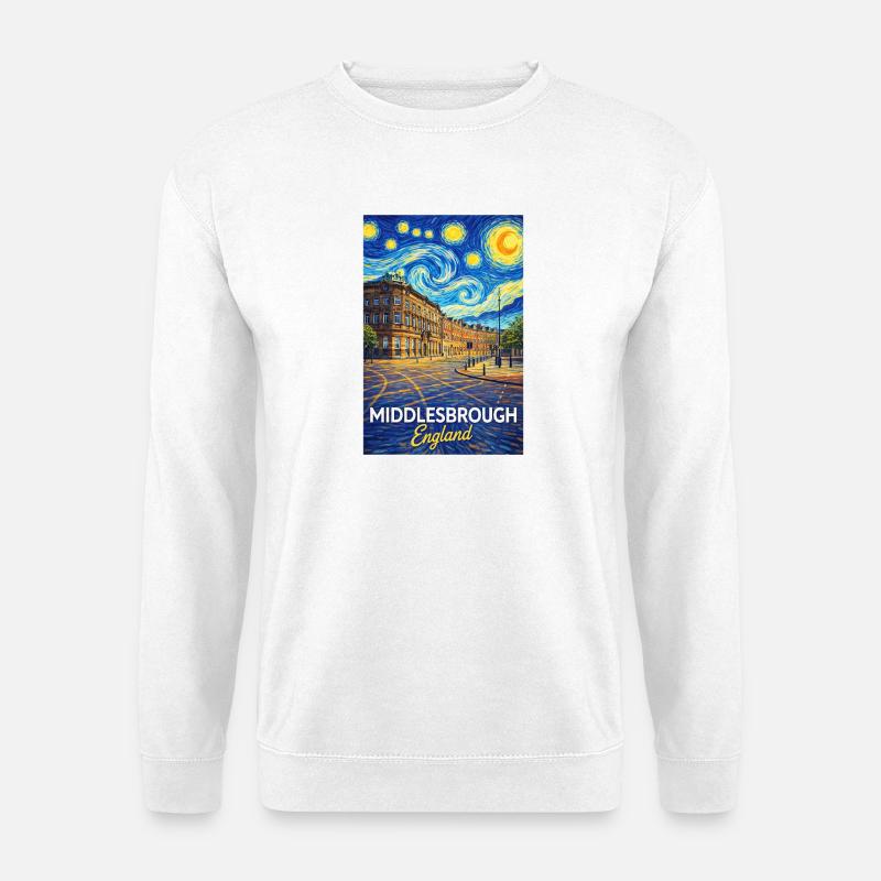 Middlesbrough England Stadtansicht Sternenstil - Unisex Pullover - Weiß