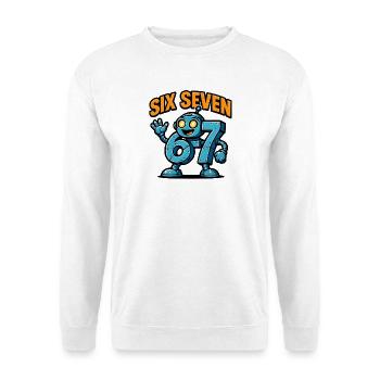 Six Seven 67 Italian Brainrot Roboter Meme Humor - Unisex Pullover - Weiß - Vorne
