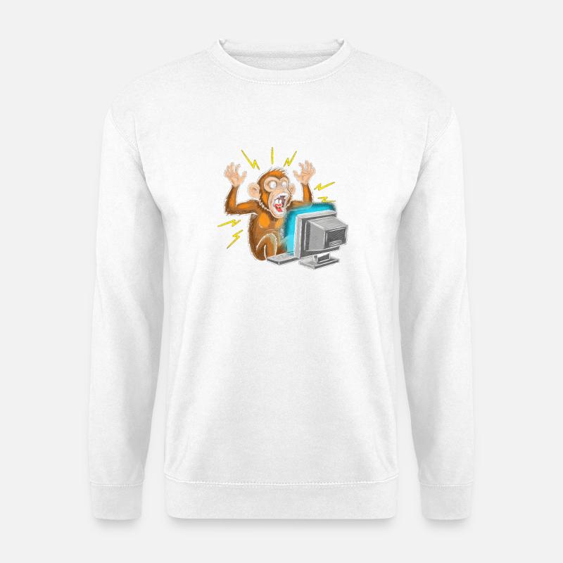 Monkey Computer Outbreak - Unisex Sweatshirt - white