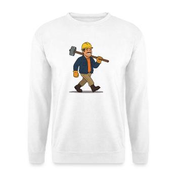 Ouvrier du bâtiment drôle avec un marteau-piqueur - Sweat-shirt Unisexe - blanc - Devant