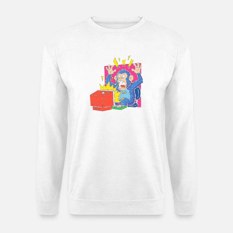 Monkey alarm on the computer - Unisex Sweatshirt - white