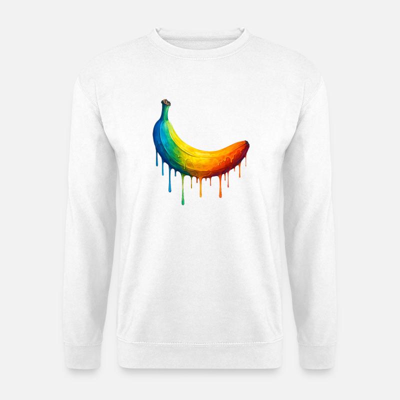 Banane mit buntem Farbverlauf - Unisex Pullover - Weiß