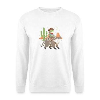 Frosch-Cowboy reitet Waschbär - Unisex Pullover - Weiß - Vorne