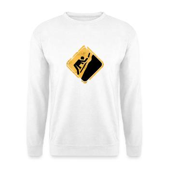 Yellow climbing symbol warning sign - Unisex Sweatshirt - white - Front