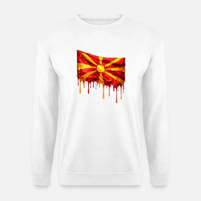 Mazedonische Flagge Tropfen - Unisex Pullover - Weiß