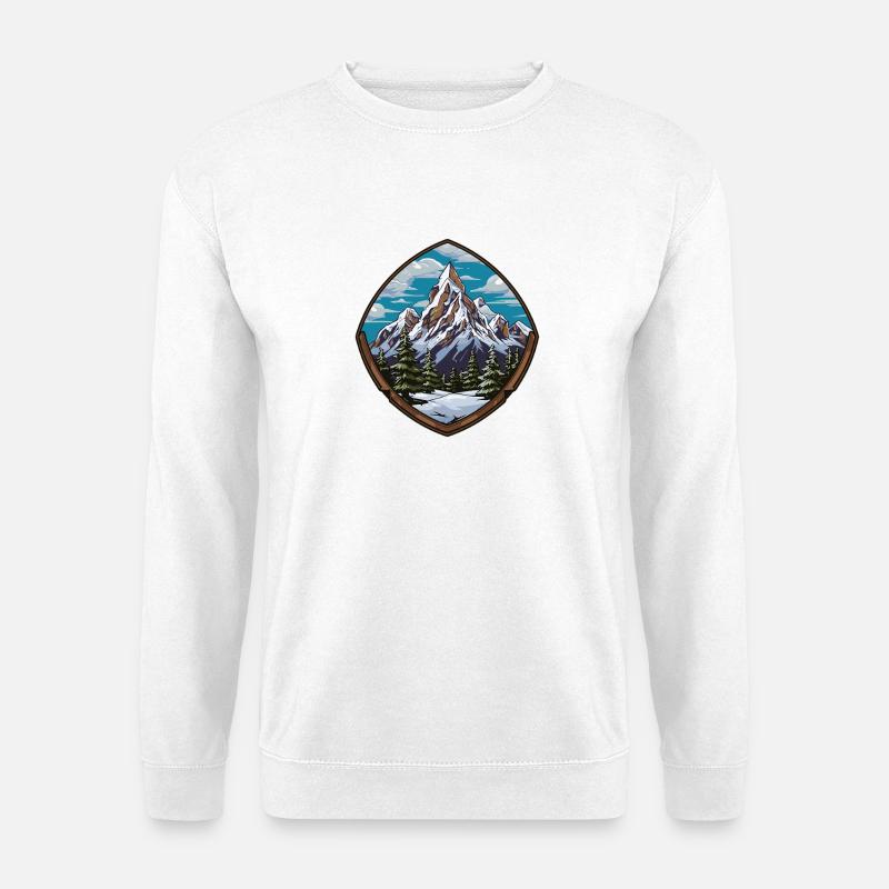 Mountain Summit Shield Emblem Mountains - Unisex Sweatshirt - white