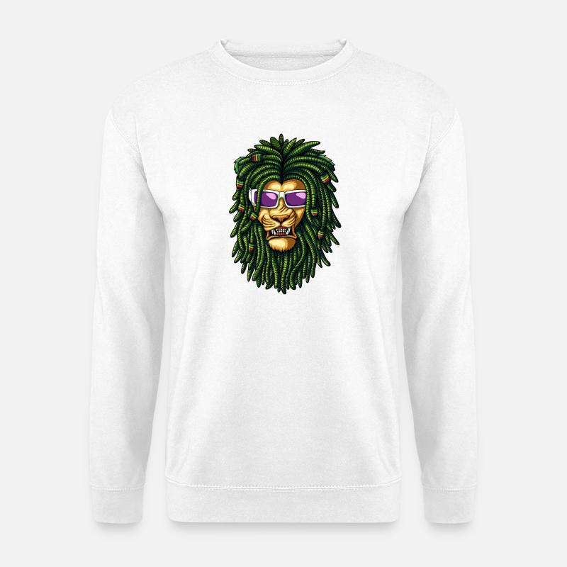 Rasta Lion Dreadlocks Sunglasses Reggae Art - Unisex Pullover - Weiß