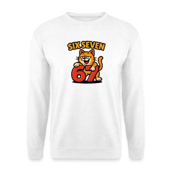 Six Seven Katze 67 Italian Brainrot Humor - Unisex Pullover - Weiß - Vorne