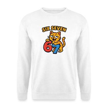Six Seven Katze 67 Italian Brainrot Humor - Unisex Pullover - Weiß - Vorne