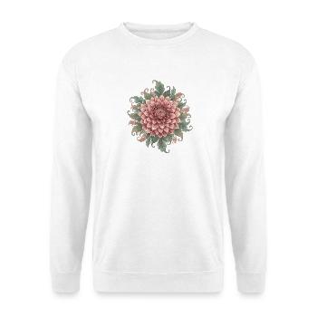 Dahlien Mandala Rosé Grün - Unisex Pullover - Weiß - Vorne