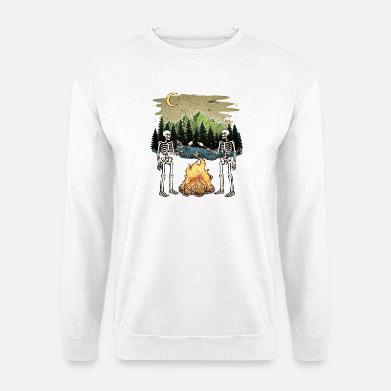 Skeleton Campfire Night Marshmallow Camping Camp - Unisex Pullover - Weiß