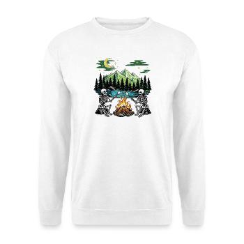 Skeleton Campfire Night Marshmallow Camping Camp - Unisex Sweatshirt - white - Front